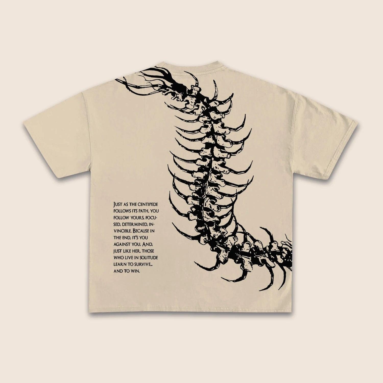 Vintage Dark Centipede Skeletal Graphic Cotton Print T-Shirt Men Y2K Summer Short Sleeves Oversize T-Shirt Women Casual Tee Tops